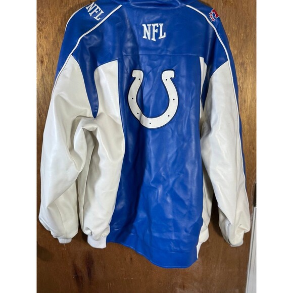 Indianapolis Colts Jacket Mens‎ Sz XL Vinyl Full Zip Blue White NFL Team Apparel - Picture 8 of 10